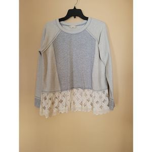 Altar'd State Crewneck Sweatshirt with Lace Trim